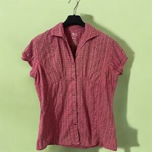 Rock‎ 47 by Wrangler Pink Western Short Sleeve Button Uo Womens Size XL Barbie